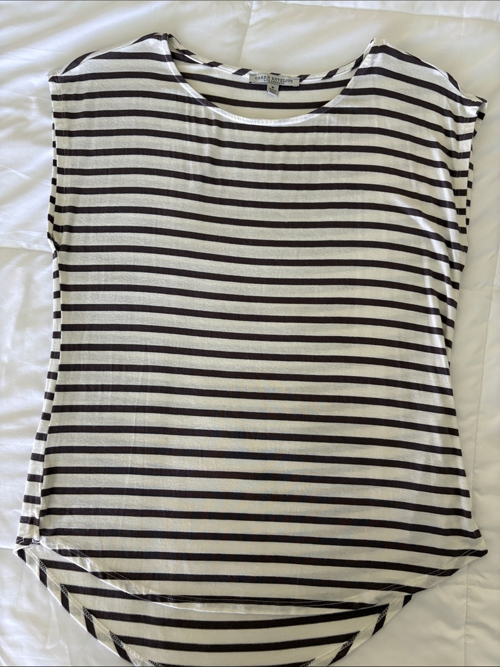 Green Envelope Brown & Gray Striped Tee